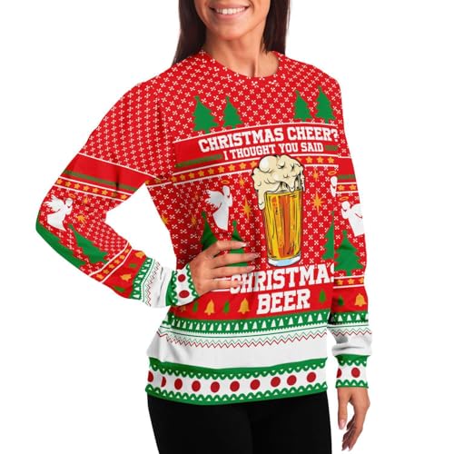 Christmas Beer Sweatshirt | Unisex Ugly Christmas Sweater, Xmas Sweater, Funny Holiday Sweater, Funny Shirt L Red - Image 6