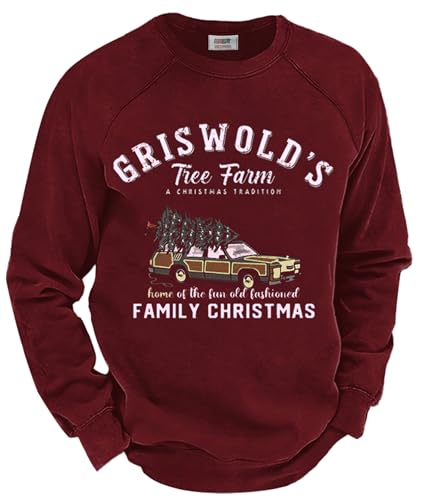 Arvilhill Mens Fleece-Lined Christmas Sweatshirts Raglan Vintage Classic Graphic Pullover (S-3Xl)