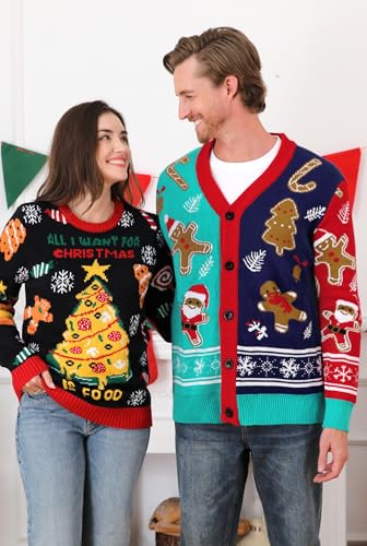 Arvilhill Men’S Christmas Cardigan Merry Xmas V Neck Button Knitted Sweater (S-Xxl)