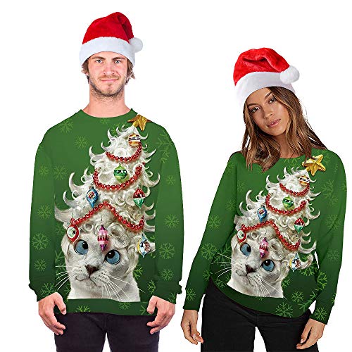 Albizia Unisex Animal Print Crew Neck Ugly Christmas Xmas Pullover Sweatshirt