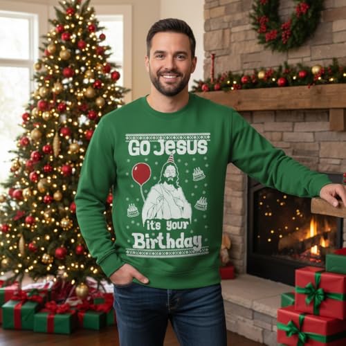 Tstars Birthday Boy Jesus Ugly Christmas Sweatshirt Men Funny Xmas Holiday