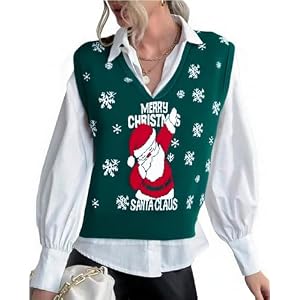 Women'S Vintage V-Neck Christmas Jumper Vest
