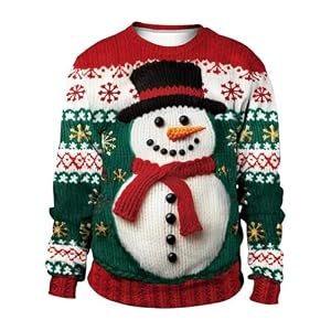 Gtetkde Unisex Ugly Christmas Sweatshirts 3D Printed Funny Graphic Long Sleeve T-Shirt Crewneck Sweatshirts (Snowman