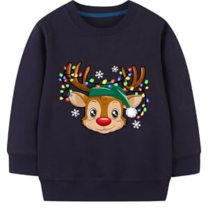 Toddler Cotton Santa And Elk Christmas Top, 2-7 Years