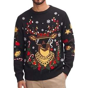 Coofandy Men'S Crewneck Knitted Christmas Jumper