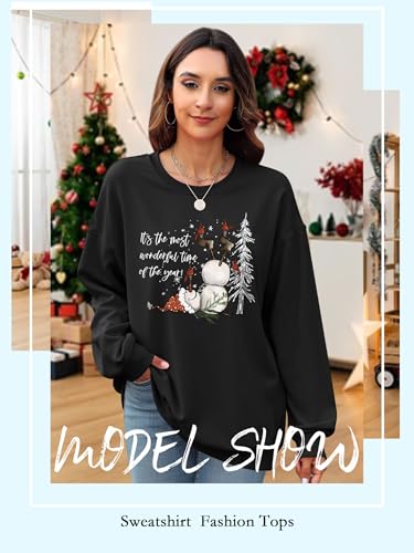 Ounar Christmas Sweatshirts For Women Snowman Crewneck Long Sleeve Tops | Merry Christmas Shirt,Ugly Xmas Graphic Sweatshirt,Lightweight Merry And Bright Shirt, Christmas Day Gift,Holiday Pullover 2 Ounar Christmas Sweatshirts For Women Snowman Crewneck Long Sleeve Tops | Merry Christmas Shirt,Ugly Xmas Graphic Sweatshirt,Lightweight Merry And Bright Shirt, Christmas Day Gift,Holiday Pullover - Image 2