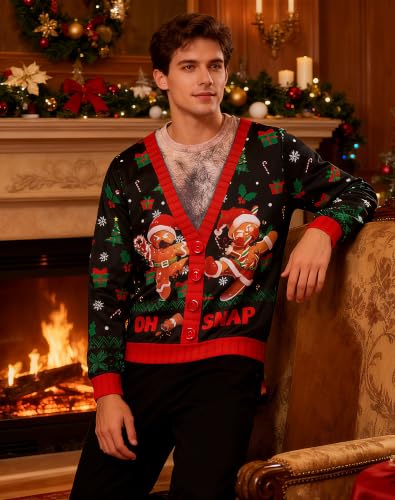 Uideazone Mens Ugly Christmas Sweatshirts Funny 3D Graphic Pullover Shirts - Image 5