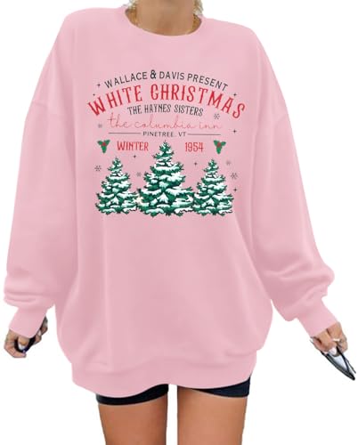 Myhalf Womens White Christmas Sweatshirt Crewneck Christmas Tree Graphic Shirts Oversized Xmas Pullover Sweater 1 Myhalf Womens White Christmas Sweatshirt Crewneck Christmas Tree Graphic Shirts Oversized Xmas Pullover Sweater