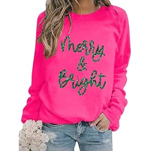 Merry And Bright Glitter Christmas Sweatshirt For Women