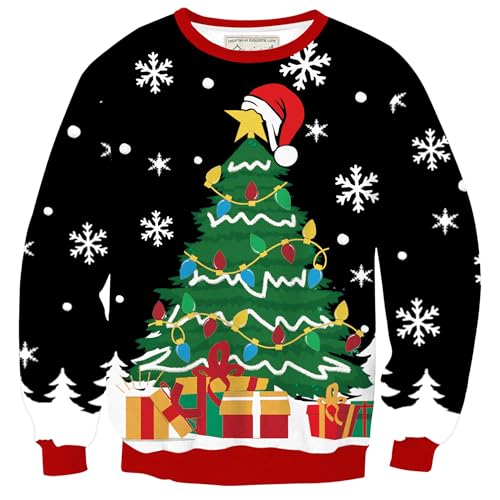 Mainfini Unisex Ugly Christmas Sweatshirts Adult Funny 3D Xmas Pullover (S-3Xl)