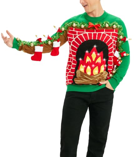 Tipsy Elves Light Up Ugly Christmas Sweaters For Men - Funny Holiday Pullover With Led Lights For Winter Gatherings 3 Tipsy Elves Light Up Ugly Christmas Sweaters For Men