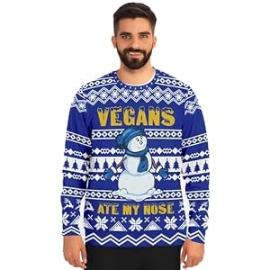 'A Vegan Ate My Nose' Snowman Christmas Jumper
