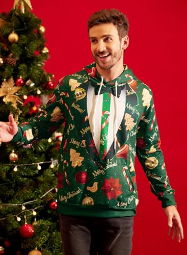 Arvilhill Ugly Xmas Hoodies For Men Pocket Holiday Jumper Adult 3D Graphic Print Sweatshirts Funny Xl