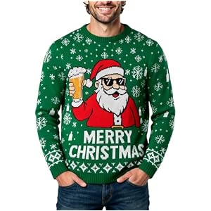 Santa, Beer And Snowflake Christmas Jumper For Men