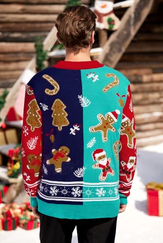 Arvilhill Men’S Christmas Cardigan Merry Xmas V Neck Button Knitted Sweater (S-Xxl)