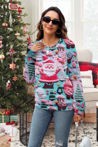 Ugly Christmas Sweatshirt Women Merry Christmas Pullover Funny Animal Tops | Vilove Ugly Christmas Sweatshirt Women Merry Christmas Pullover Funny Animal Graphic Tops Causal Hoodie - Image 6