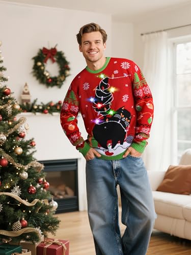 Somsoc Led Light Up Ugly Christmas Sweater For Women Men, Xmas Jumpers Funny Knitted Sweaters With Light Bulbs 2 Somsoc Led Light Up Ugly Christmas Sweater For Women Men, Xmas Jumpers Funny Knitted Sweaters With Light Bulbs - Image 2