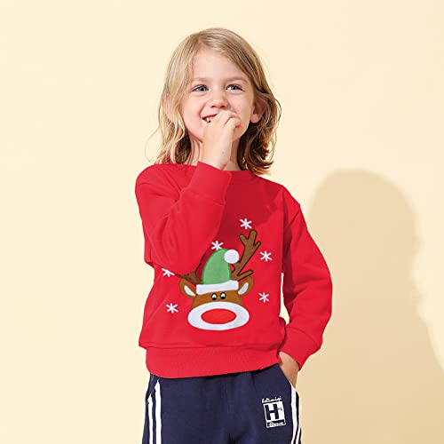 Ddsol Toddler Little Girl Christmas Sweatshirt Kid Ugly Santa Claus Reindeer Tree Shirt Xmas Long Sleeve Tee Top Clothes - Image 2