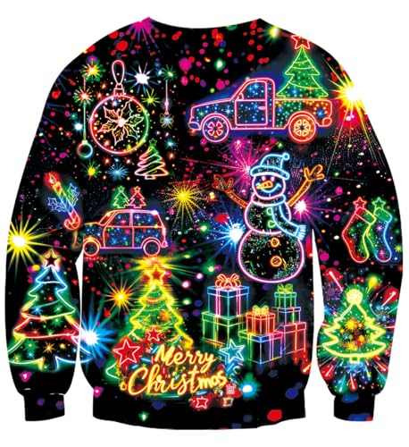 Uideazone Mens Ugly Christmas Sweater Funny Chest Hairy Xmas Sweatshirts, S