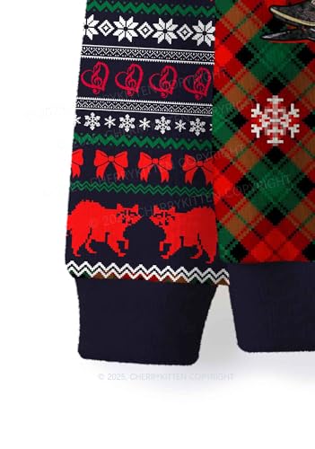 Raccoon Concert Y2K Christmas Knit Sweatshirt Holiday Party Pull Over Sweatershirt - Image 5