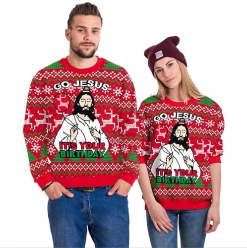 Gtetkde Unisex Ugly Christmas Sweatshirts 3D Printed Funny Graphic Long Sleeve T-Shirt Crewneck Sweatshirts