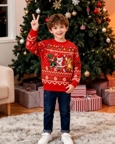 Kid Ugly Christmas Sweatshirt Xmas Crewneck Sweater For Toddler Boy Red Funny Pullover Top Clothes 3-12T - Image 2