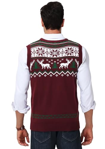 Men Christmas Sweater Vest V Neck Ugly Xmas Holiday Knit Sleeveless Pullover 7 Men Christmas Sweater Vest V Neck Ugly Xmas Holiday Knit Sleeveless Pullover - Image 7