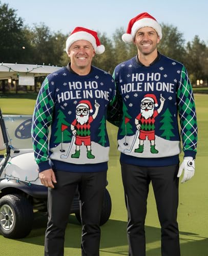 Tstars Santa Sports Ugly Christmas Sweater Men Basketball Hockey Golf | Soft Knit Ugly Christmas Sweatshirt; Great For Holiday Party, Sports Fans, Basketball Hockey Golf, Xmas Gift - Image 3