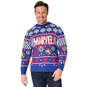 Marvel Ugly Christmas Sweater Men Teens Crew Neck Pullover, Cozy Knit Sweatshirt For Holiday, Christmas Gifts For Men, Dad 7 Marvel Ugly Christmas Sweater Men Teens Crew Neck Pullover