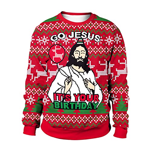 Gtetkde Unisex Ugly Christmas Sweatshirts 3D Printed Funny Graphic Long Sleeve T-Shirt Crewneck Sweatshirts