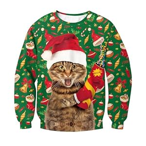 Besserbay Unisex Kids Ugly Christmas Sweater 3D Graphic Funny Long Sleeve Holiday Pullover Sweatshirt 4-14 Years 4 Kids' 3D Print Christmas Pullover, Ages 4-14