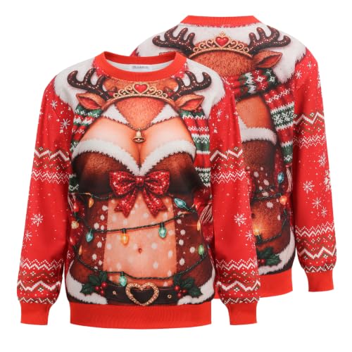Women Ugly Christmas Crewneck Novelty Sweatshirt Long Sleeve Sweater Shirt