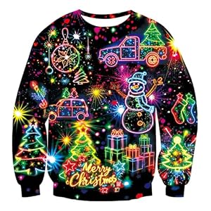 Uideazone Mens Ugly Christmas Sweater Funny Chest Hairy Xmas Sweatshirts, S