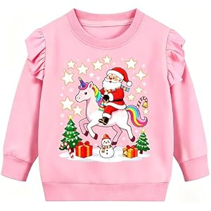 Toddler Girls' Santa And Reindeer Christmas Top, 1-7 Years