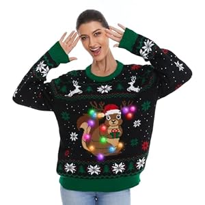 Hsctek Light-Up Knitted Christmas Jumper For Women