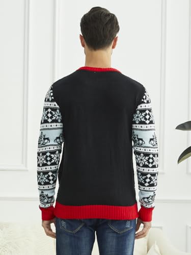Yijiu Men’S Ugly Christmas Sweater Long Sleeve Crew Neck Knitted Sweaters Xmas Holiday Funny Pullover Knitwear