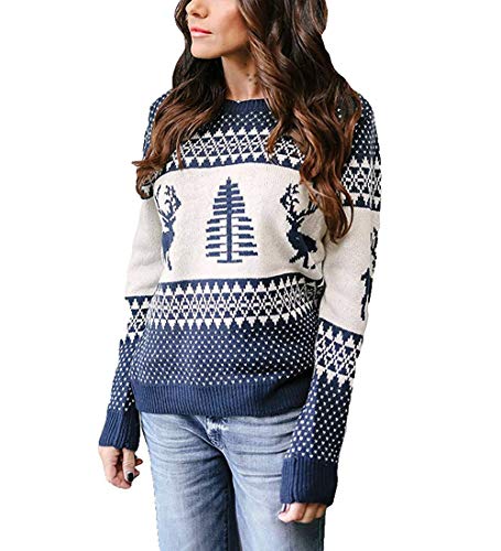 Exlura Patterns Reindeer Ugly Christmas Crew Neck Long Sleeve Sweater Jumper Pullover Knitted Printed Tops 1 Exlura Patterns Reindeer Ugly Christmas Crew Neck Long Sleeve Sweater Jumper Pullover Knitted Printed Tops