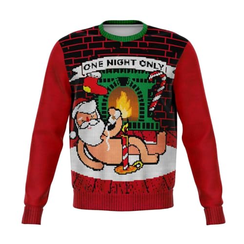 One Night Only Sweatshirt | Unisex Ugly Christmas Sweater, Xmas Sweater, Holiday Sweater, Funny Sweater, Funny Shirt L Red