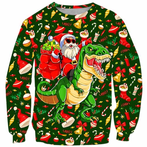 Kids Christmas Ugly Sweatshirt Boys Girls Funny 3D Graphic Xmas Pullover Long Sleeve Jumper Shirts Size 3-16T