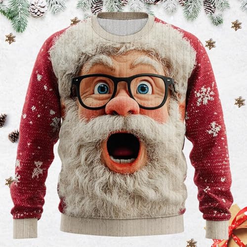 Ugly Christmas Sweater -Men Funny Santa Claus 3D Print Knit Xmas Sweatshirts Holiday Graphic Pullover Sweaters Unisex - Image 2