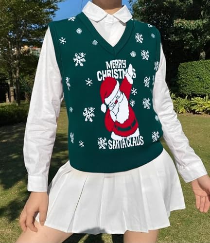 Ugly Christmas Sweater Vest Women V Neck Christmas Vest Vintage - Image 3