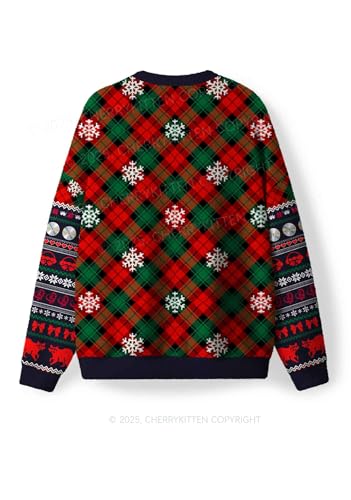 Raccoon Concert Y2K Christmas Knit Sweatshirt Holiday Party Pull Over Sweatershirt - Image 3