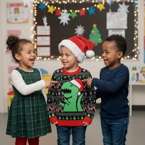 Tstars Kids Ugly Christmas Sweater Dino Gamer Swishmas Boy Girl Holiday - Image 5
