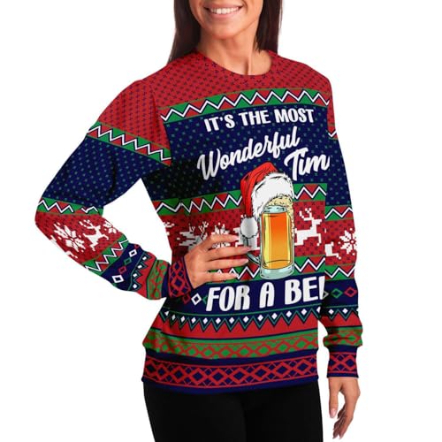 Its The Most Wonderful Time For A Beer Sweatshirt | Unisex Ugly Christmas Sweater, Xmas Sweater, Funny Holiday Sweater Shirt L Red - Image 6