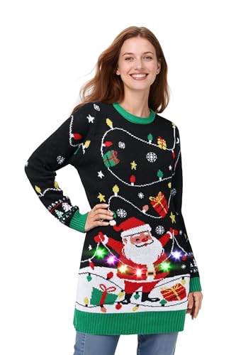 Somsoc Ugly Christmas Sweater Dresses For Women 2025 Light Up Led Funny Reindeer Knit Pullover Dress Xmas Holiday Party 1 Somsoc Ugly Christmas Sweater Dresses For Women 2025 Light Up Led Funny Reindeer Knit Pullover Dress Xmas Holiday Party