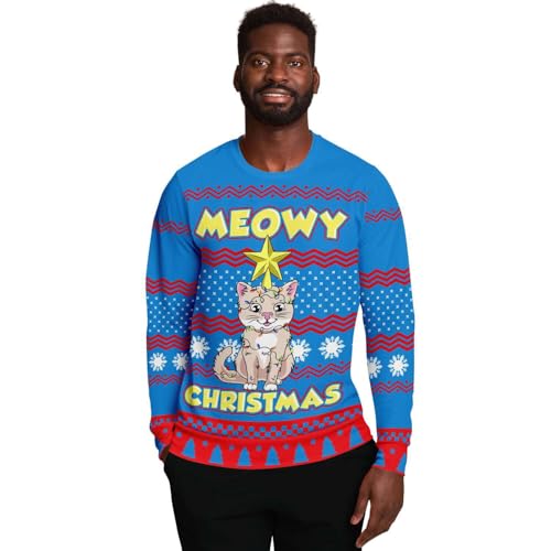 Meowy Christmas Sweatshirt | Unisex Ugly Christmas Sweater, Xmas Sweater, Funny Holiday Sweater, Funny Shirt - Image 2