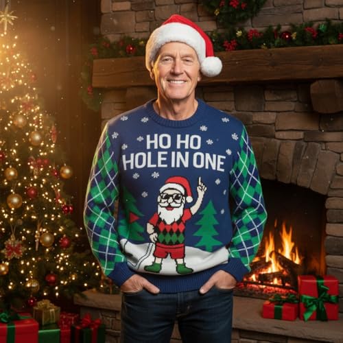 Tstars Santa Sports Ugly Christmas Sweater Men Basketball Hockey Golf | Soft Knit Ugly Christmas Sweatshirt; Great For Holiday Party, Sports Fans, Basketball Hockey Golf, Xmas Gift - Image 2