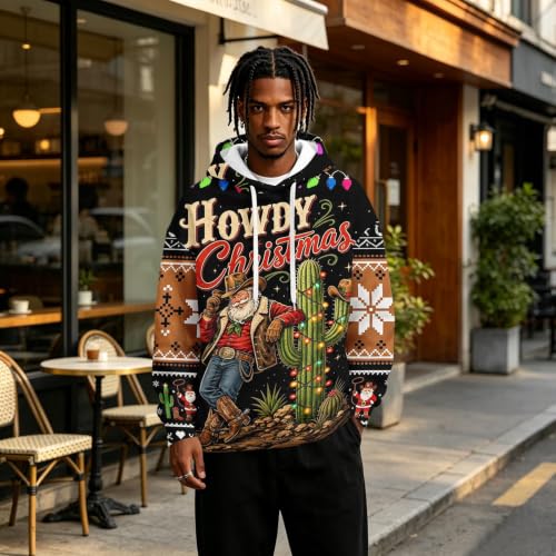 Graphic Hoodies For Men Fleece Western Oversized Christmas Sweatshirt - Image 6