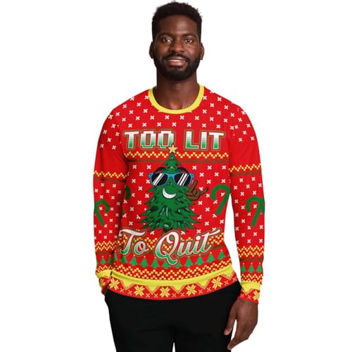 Too Lit To Quit Sweatshirt | Unisex Ugly Christmas Sweater, Xmas Sweater, Funny Holiday Sweater, Funny Shirt - Image 2