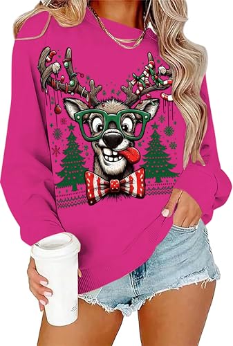 Ugly Christmas Sweatshirts Women Oversized Funny Reindeer Graphic Sweater 1 Ugly Christmas Sweatshirts Women Oversized Funny Reindeer Graphic Sweater